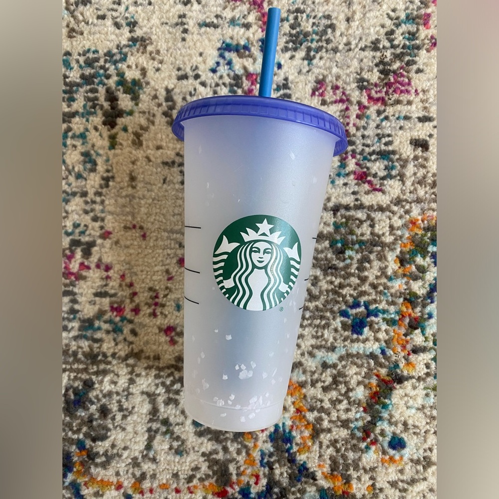 NEW Starbucks Cold Cups Color Changing Confetti - BLUE